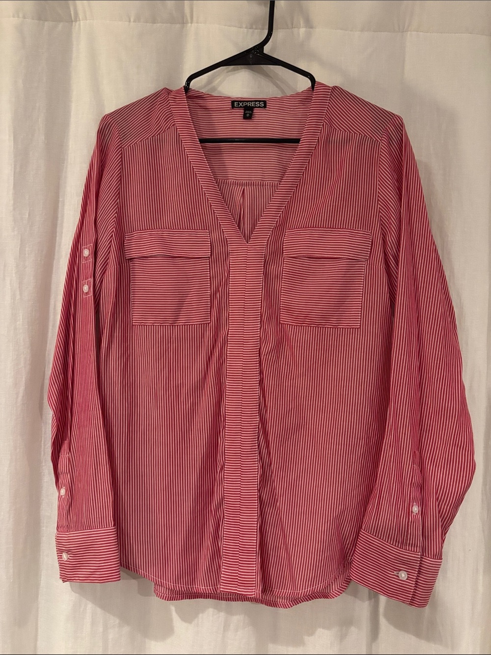 Express Red and White Striped Blouse